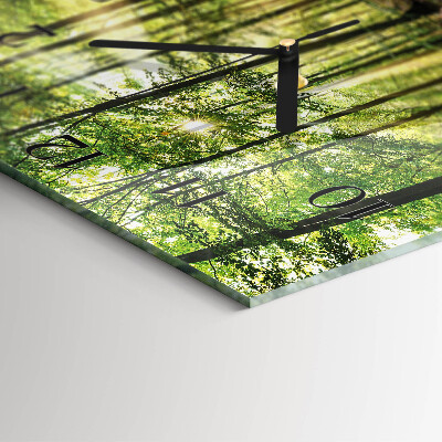 Glass clock square Forest nature
