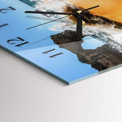 Glass wall clock square Beach