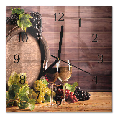 Glass wall clock square Grapes