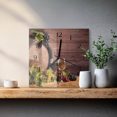 Glass wall clock square Grapes