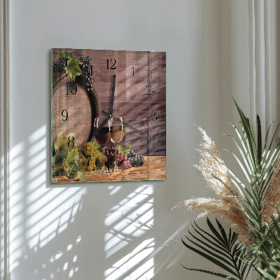 Glass wall clock square Grapes