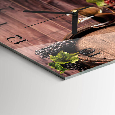 Glass wall clock square Grapes