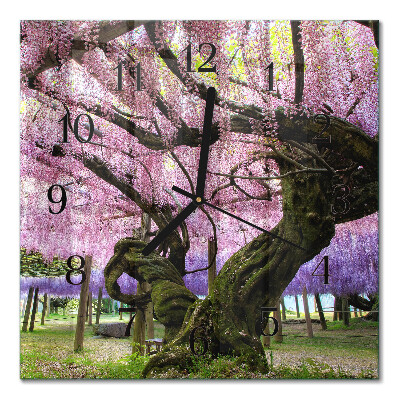 Glass clock square Trees