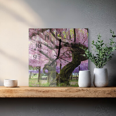 Glass clock square Trees