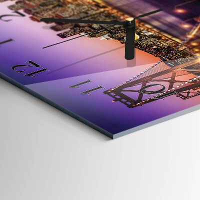 Glass wall clock square City of Bridges