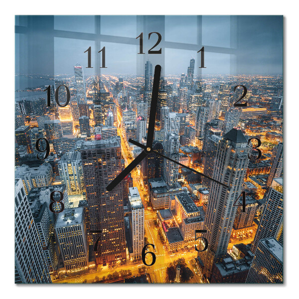 Glass clock square Night city
