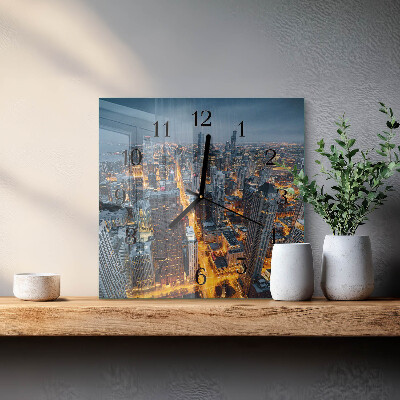 Glass clock square Night city