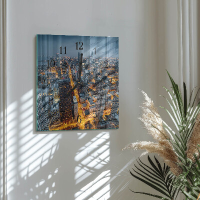 Glass clock square Night city