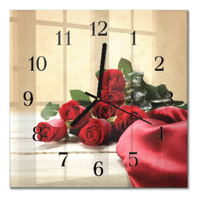 Square wall clock Roses