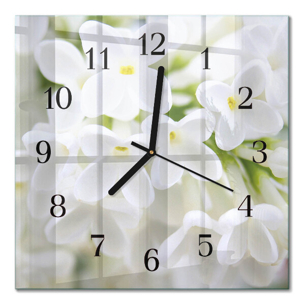Glass clock square Flowers