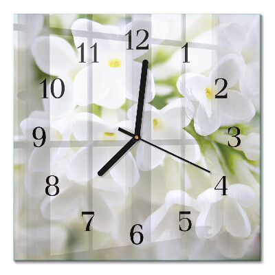 Glass clock square Flowers