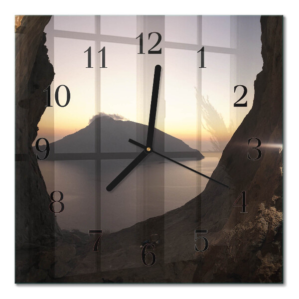 Glass clock square Ocean mountain