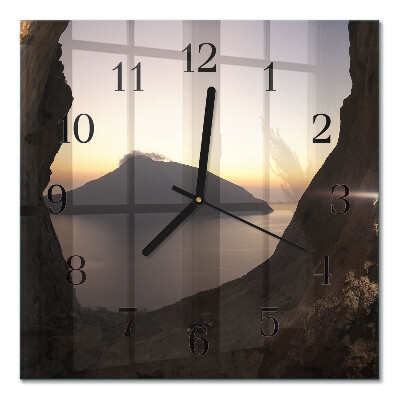 Glass clock square Ocean mountain