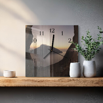 Glass clock square Ocean mountain