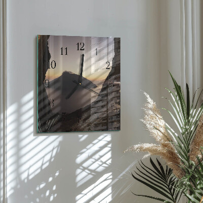 Glass clock square Ocean mountain