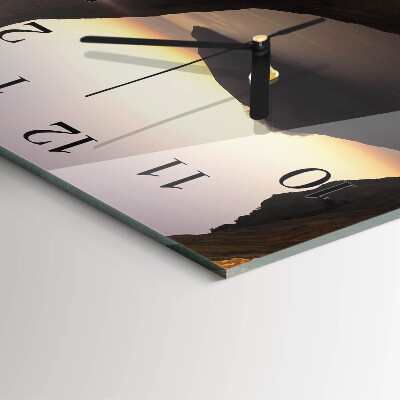 Glass clock square Ocean mountain