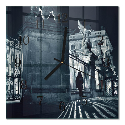 Glass wall clock square Hradčany