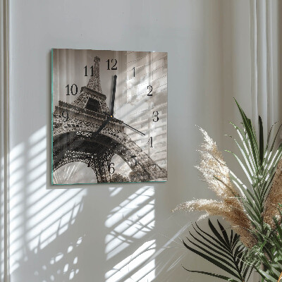 Glass wall clock square Paris