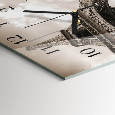 Glass wall clock square Paris