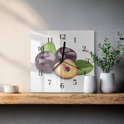 Square kitchen clock Plums