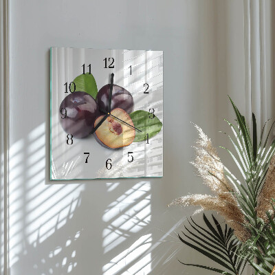 Square kitchen clock Plums