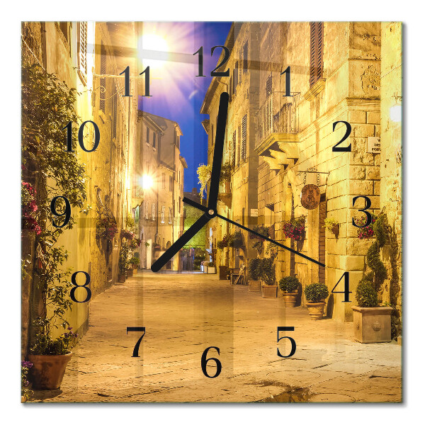 Square wall clock Street at night