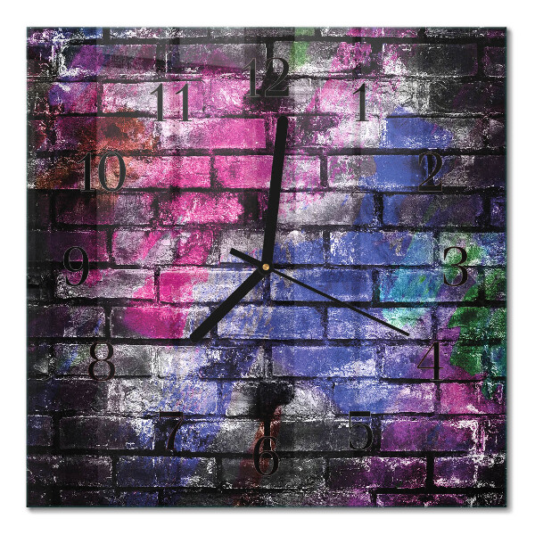 Glass wall clock square Brick