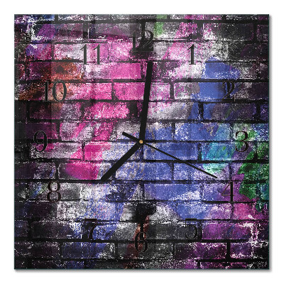 Glass wall clock square Brick