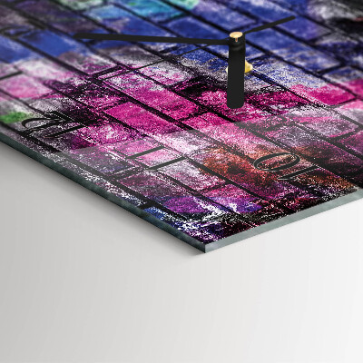 Glass wall clock square Brick