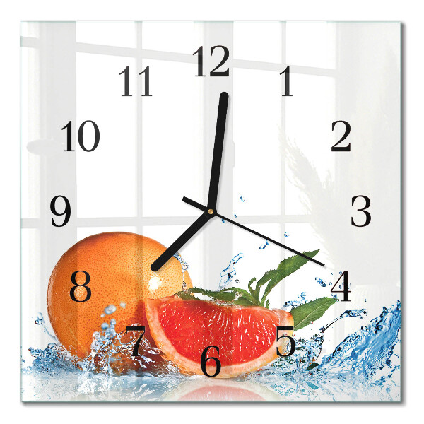 Glass clock square Grapefruit