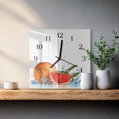 Glass clock square Grapefruit