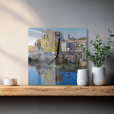 Glass wall clock square Bridge
