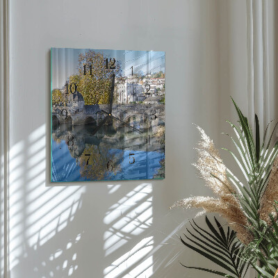 Glass wall clock square Bridge