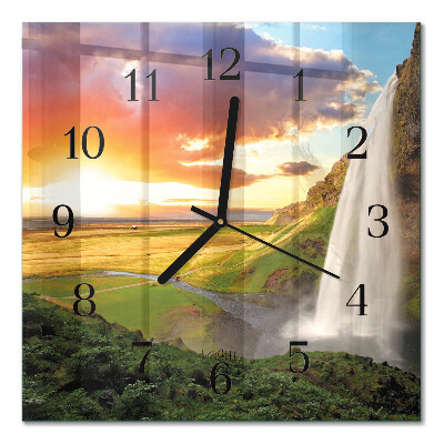 Glass clock square Waterfall