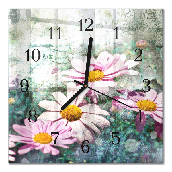 Square kitchen clock Flowers