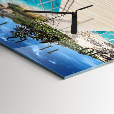 Glass wall clock square Bridge on the island