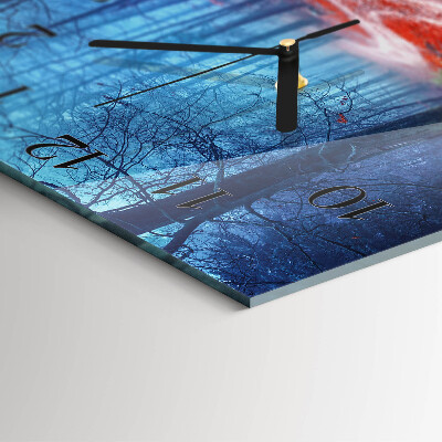 Square kitchen clock Forest path