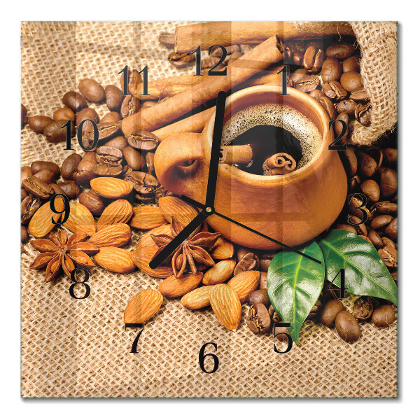 Glass clock square Cinnamon almonds