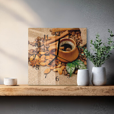 Glass clock square Cinnamon almonds
