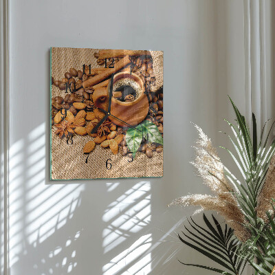 Glass clock square Cinnamon almonds