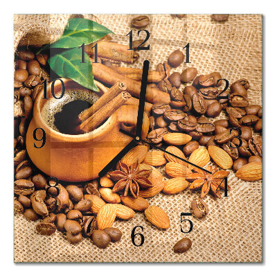 Square wall clock Cinnamon almonds