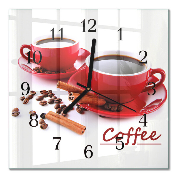 Square kitchen clock A cup of coffee