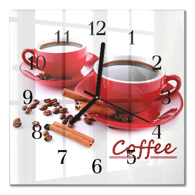 Square kitchen clock A cup of coffee