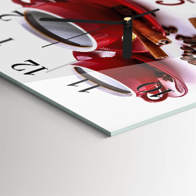 Square kitchen clock A cup of coffee