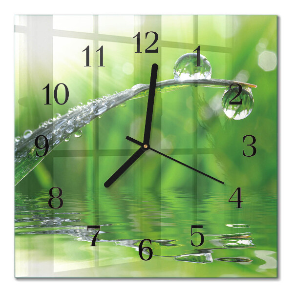 Glass clock square Dew drops