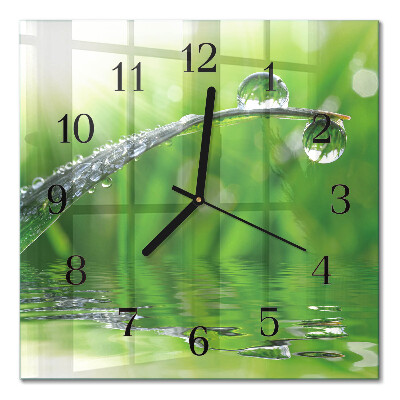 Glass clock square Dew drops