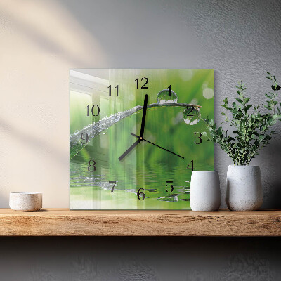Glass clock square Dew drops