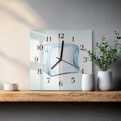 Glass wall clock square Ice