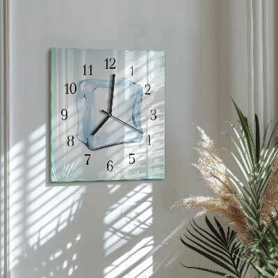 Glass wall clock square Ice
