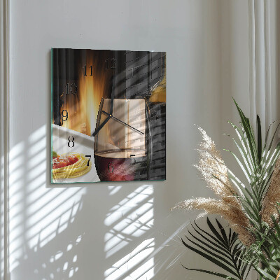 Glass clock square Spaghetti
